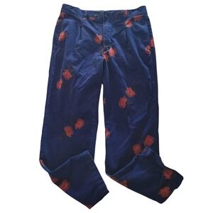 Houston White Medium Corduroy Pants Navy Blue Red Floral Drawstring Contemporary